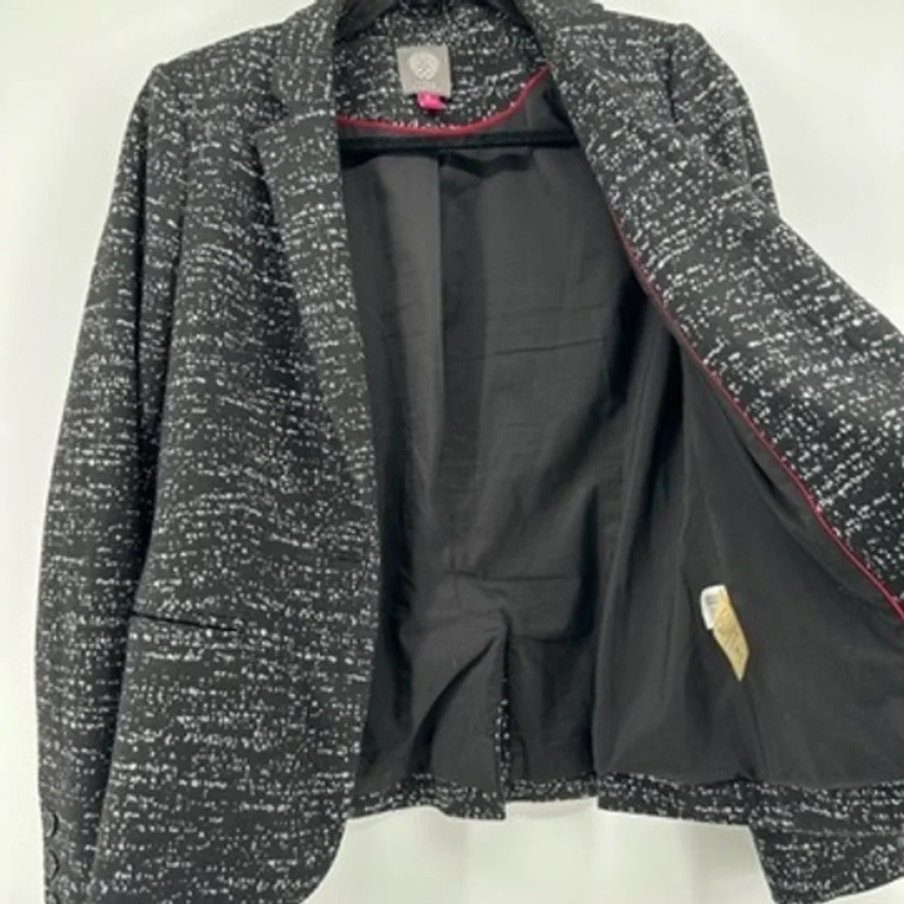Vince Camuto Blazer‎ Jacket Black White Tweed Career Office Ladies Size 6P